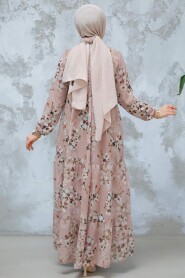Modest Mink Floral Dress 22053V - 3