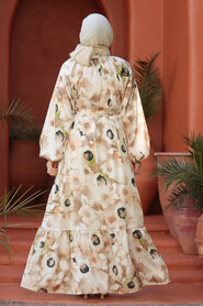 Modest Mink Floral Dress 23153V - 3