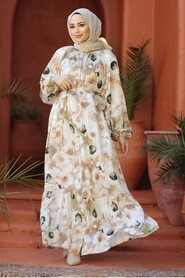 Modest Mink Floral Dress 23153V - 1