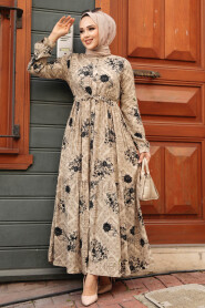 Modest Mink Floral Dress 35012V - 2