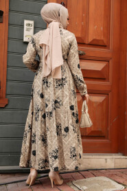 Modest Mink Floral Dress 35012V - 4