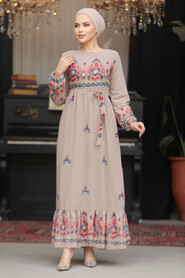 Modest Mink Floral Maxi Dress 23231V - 2