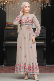 Modest Mink Floral Maxi Dress 23231V - 3
