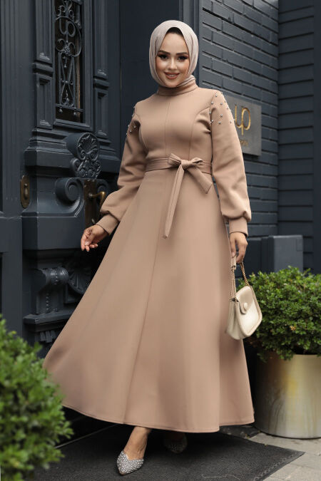 Modest Mink Long Dress 23631V - NEVA STYLE