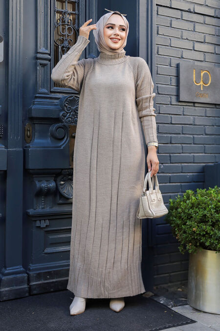 Modest Mink Long Knitwear Dress 31230V - NEVA STYLE
