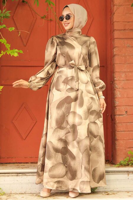 Modest Mink Long Sleeve Dress 23424V - NEVA STYLE