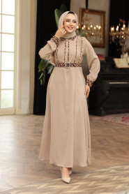 Modest Mink Maxi Dress 10246V - 2