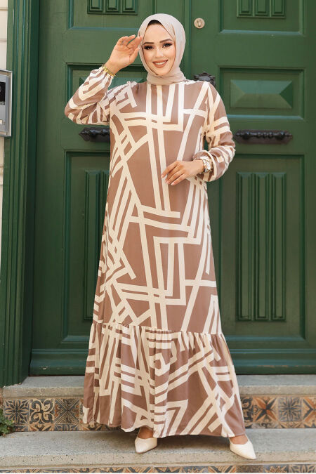 Modest Mink Maxi Dress 15720V - NEVA STYLE