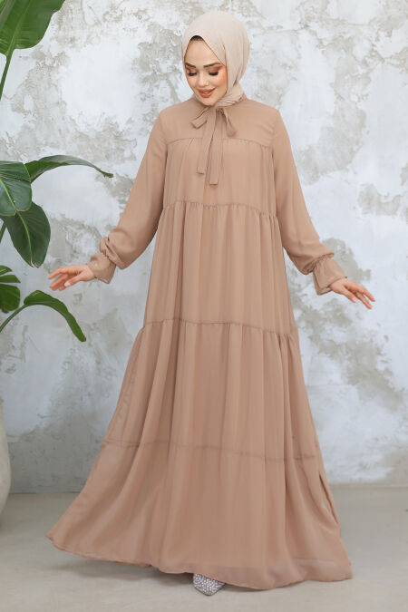 Modest Mink Maxi Dress 23601V - NEVA STYLE
