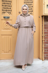 Modest Mink Pastel Dress 7253V - 3