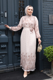 Modest Mink Pleated Dress 23501V 
