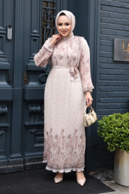 Modest Mink Pleated Dress 23501V - 3