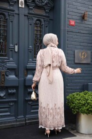 Modest Mink Pleated Dress 23501V - 4