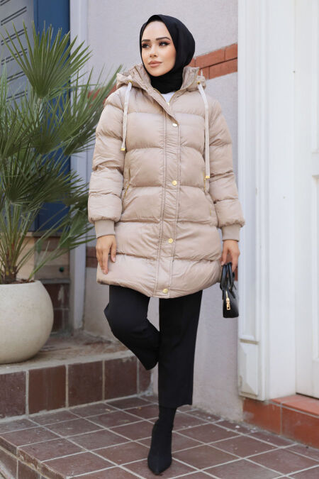Modest Mink Puffer Coat 80191V - NEVA STYLE