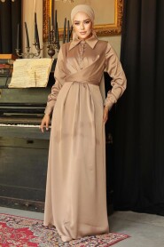 Modest Mink Satin Dress 45661V - 1