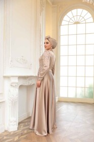 Modest Mink Satin Prom Dress 25894V - 7