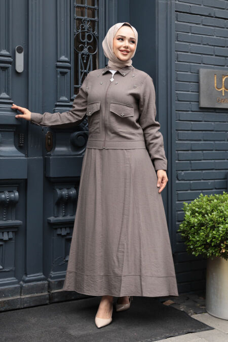 Modest Mink Skirted Dual Suit 44723V - NEVA STYLE