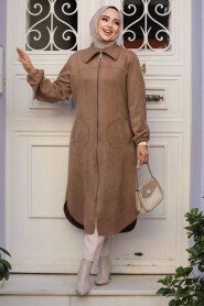 Modest Mink Suede Coat 4438V - 1