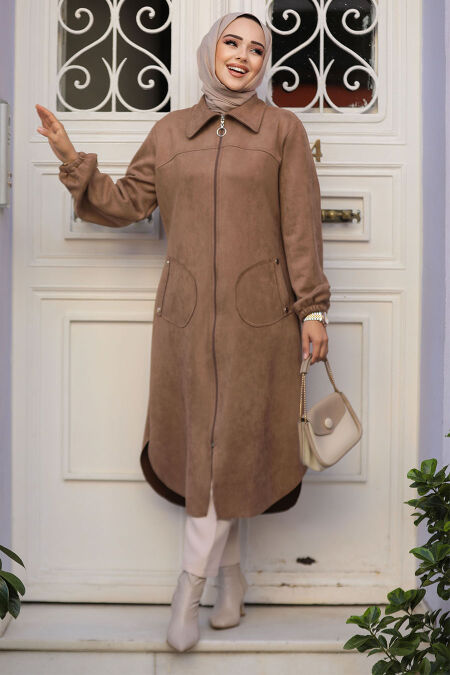 Modest Mink Suede Coat 4438V - NEVA STYLE