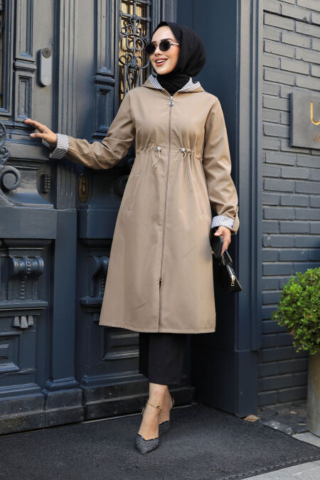 Modest Mink Trench Coat 685V - NEVA STYLE