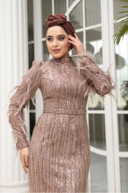 Modest Mink Wedding Gown 51001V - 3