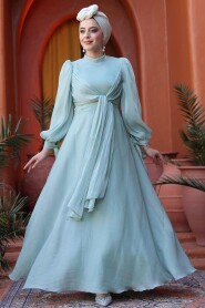 Modest Mint Bridesmaid Gown 52223MINT - 1