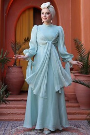 Modest Mint Bridesmaid Gown 52223MINT - 4