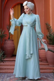 Modest Mint Bridesmaid Gown 52223MINT - 6