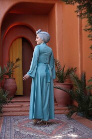 Modest Mint Evening Long Sleeve Dress 6157MINT - 4