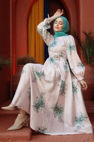 Modest Mint Floral Long Sleeve Dress 60911MINT - 2