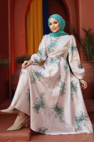 Modest Mint Floral Long Sleeve Dress 60911MINT - 3