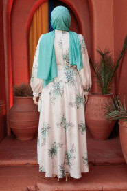 Modest Mint Floral Long Sleeve Dress 60911MINT - 4