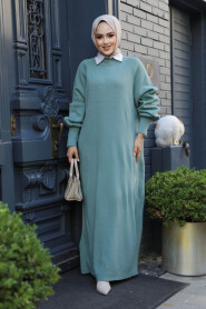 Modest Mint Long Sleeve Knitwear Dress 100013MINT - 2