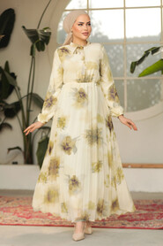 Modest Mustard Chiffon Long Sleeve Dresses 50356HR - 1