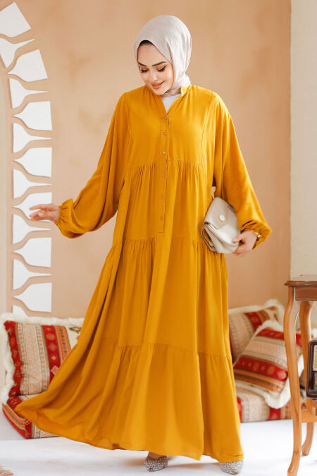 Modest Mustard Dress For Women 20612HR - NEVA STYLE