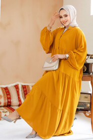 Modest Mustard Dress For Women 20612HR - 2