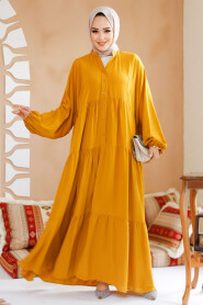 Modest Mustard Dress For Women 20612HR - 3