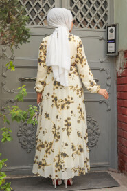 Modest Mustard Floral Long Dress 34462HR - 3