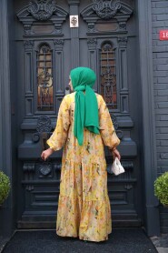 Modest Mustard Floral Maxi Dress 710507HR - 4