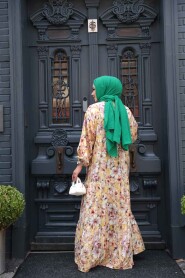 Modest Mustard Floral Maxi Dress 710510HR - 5
