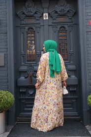 Modest Mustard Floral Maxi Dress 710510HR - 3