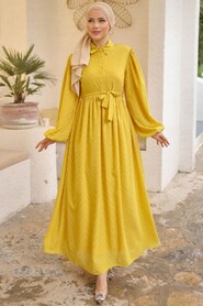 Modest Mustard Hijab Dress 14121HR - Thumbnail