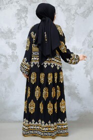 Modest Mustard Long Dress 18239HR - 3