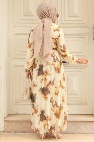 Modest Mustard Long Dress 34461HR - 4