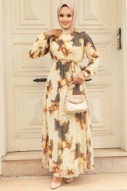 Modest Mustard Long Dress 34461HR - 2