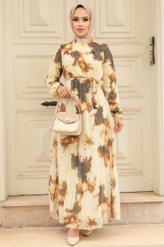 Modest Mustard Long Dress 34461HR - 3