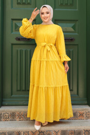 Modest Mustard Long Sleeve Dress 14131HR - 1