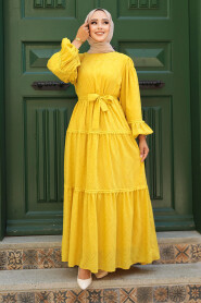 Modest Mustard Long Sleeve Dress 14131HR - 2