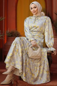 Modest Mustard Long Sleeve Dress 60901HR - 1