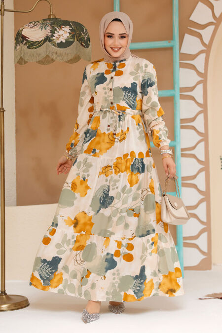 Modest Mustard Maxi Dress 10214HR - NEVA STYLE